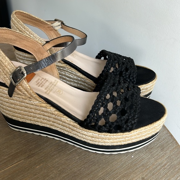 Kanna Black Braided Espadrille Platform Sandals Size 39 - Picture 4 of 12